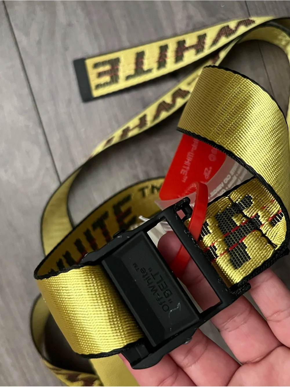 Off-White Yellow Industrial Webbing Belt with Black Trim